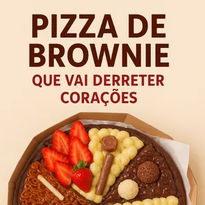 Imagem de capa para o Ebook 🍫 E-book Digital: Pizza de Brownie que Vai Derreter Corações 🍓