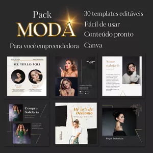 Imagem de capa para o Curso online Pack Moda - Artes Editáveis no Canva
