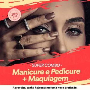 Curso Combo da Beleza: Maquiagem, Designer de Cílios & Sobrancelha, Manicure e Pedicure + curso brinde