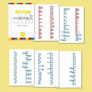 Imagem principal do produto Alfabeto Móvel - Letra Cursiva (vogais vermelhas)