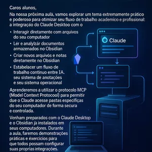 Imagem de capa para o Curso online INTEGRAÇÃO MCP - CLAUDE + OBSIDIAN + SEU PC.