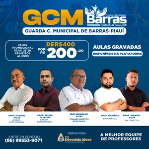 Imagem de capa para o Curso online TURMA GUARDA CIVIL MUNICIPAL DE BARRAS-PI