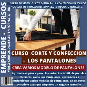 Imagen de portada para Curso online CURSO DE CORTE Y CONFECCIÓN -  LOS PANTALONES + BONUS MOLDES Y PATRONES GRATIS