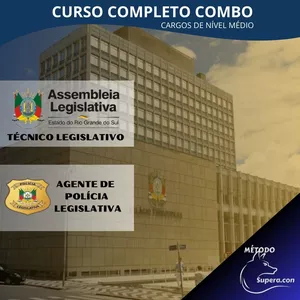 Imagem de CURSO COMPLETO COMBO ASSEMBLEIA LEGISLATIVA TÉCNICO E AGENTE POLICIAL  criado por Método Supera.con na hotmart