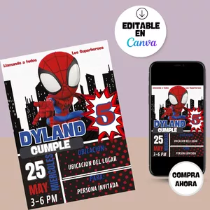 Imagen de portada para Ebook Tarjeta de Invitacion de Cumpleaños ,Spiderman Digital para Niños