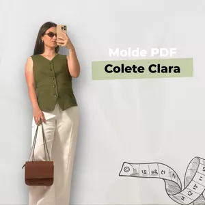 Imagem de capa para o Curso online Colete Clara - Aula de Costura + Molde PDF - Colete feminino de alfaiataria forrado (do 36 ao 48)