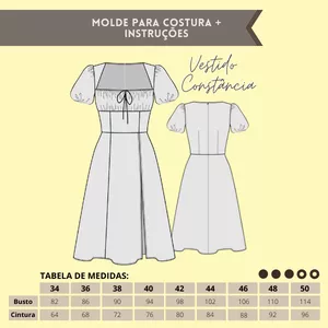 Imagem de capa para o Ebook Molde para costura - Vestido Constância - 34 ao 50