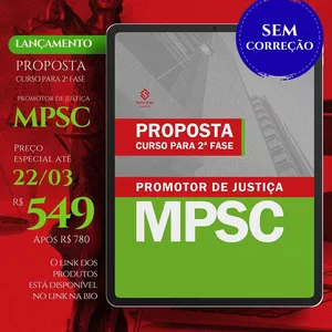 Imagem de MPSC | 2ª fase SEM CORREÇÃO criado por Santo Graal Jurídico na hotmart