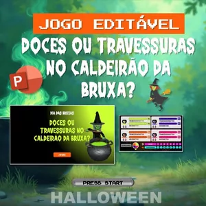 Imagem de capa para o Curso online Jogo em PowerPoint - Dias das bruxas: Doces ou travessuras no caldeirão da bruxa?