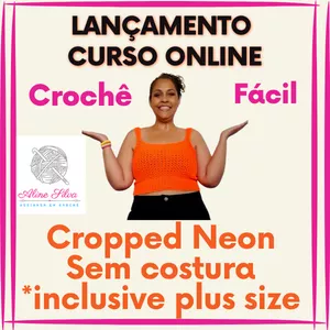 Cropped em crochê, sem costura inclusive Plus Size 