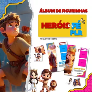 Imagem de capa para o Ebook Álbum de Figurinhas - Heróis da Bíblia | PLR Exclusivo