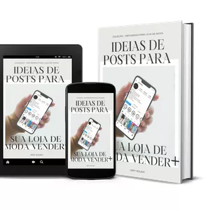 Imagem de capa para o Ebook Ideias de post para sua loja de moda vender +