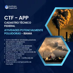 Imagem do curso Curso de CTF-APP - Cadastro Técnico Federal de Atividades Potencialmente Poluidoras do IBAMA