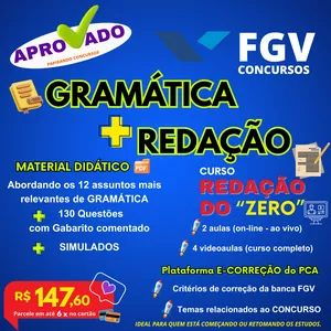 Imagem de FGV - Redação + PDF Gramática criado por Prof. Carlos André (PCA) na hotmart