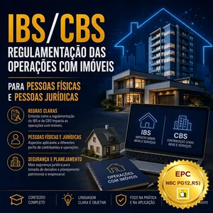 Imagem do curso  IBS/CBS - REGULAMENTAÇÃO DAS OPERAÇÕES COM IMÓVEIS PARA PESSOAS FÍSICAS E PESSOAS JURÍDICAS (Pontuação no PEPC) - GRAVADO - 17/08/2026