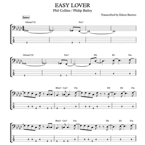 Main image of product EASY LOVER (Philip Bailey / Phil Collins) Bass Score & Tab Lesson