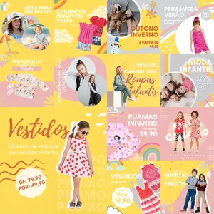 Imagem de capa para o Ebook Pack Moda Infantil - Editável Direto no Canva 25 Artes