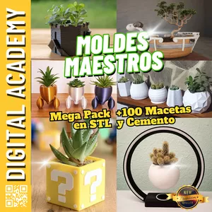 Imagen de portada para Curso online Moldes Maestros: Mega Pack de Macetas en STL y Cemento