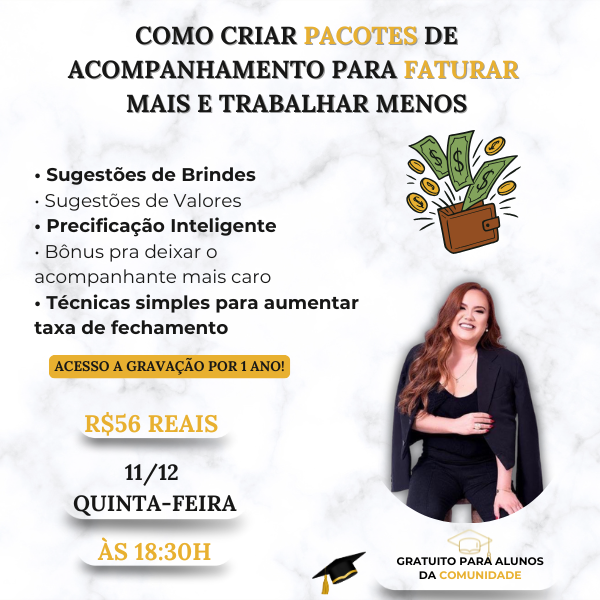 Imagem do curso Como criar Pacotes de Acompanhamento para Faturar mais, trabalhando menos