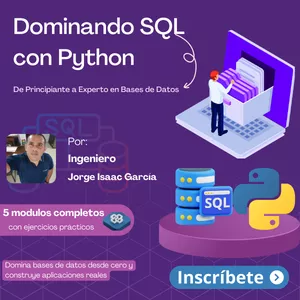 Imagen de portada para Curso online Dominando SQL con Python: De Principiante a Experto en Bases de Datos