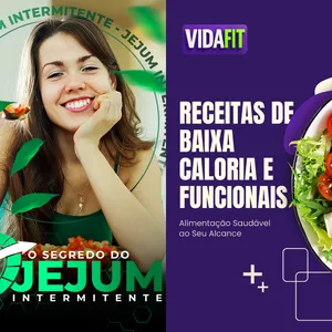 Imagem de capa para o Ebook Combo Jejum Intermitente + Receitas de Baixa Caloria