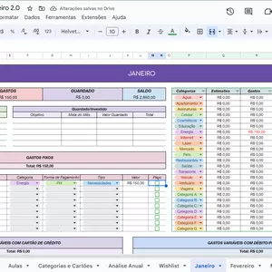 Planilha Planilha Financeira 2.0 + Aulas de finanças