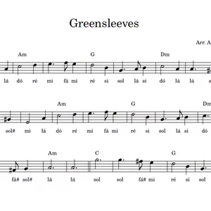 Imagem de capa para o Ebook Greensleeves | Partitura Facilitada em Lá Menor