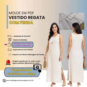 Imagem de capa para o Curso online MOLDE PDF - Vestido regata com fenda ( com vídeo da montagem da peça)