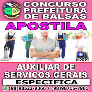 Imagem de capa para o Ebook APOSTILA ESPECIFICA AUXILIAR DE SERVIÇOS GERAIS - BALSAS/MA