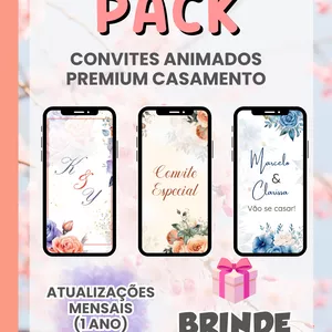 Imagem de capa para o Ebook PACK CONVITES ANIMADOS PREMIUM CASAMENTO