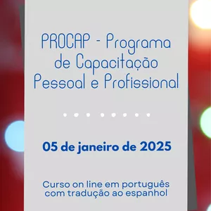 Imagem de capa para o Evento online PROCAP CURSO ONLINE - Programa de Capacitação Pessoal e Profissional - 05.01.2025