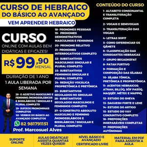 Imagem de capa para o Curso online Curso de Hebraico Bíblico completo do básico ao avançado aulas liberadas
