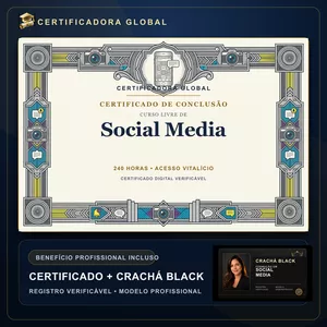 Imagem do curso 🔥 BOLSA 100% [APLICADA] - [MATRÍCULA] CURSO DE FORMAÇÃO EM SOCIAL MEDIA - ACESSO VITALÍCIO - CRACHÁ BLACK + REGISTRO - CASHBACK R$ 25 - BÔNUS APOSTILA EXTRA - FP