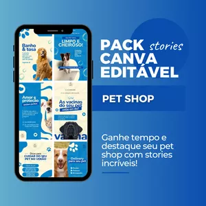 Imagem de capa para o Curso online Pack Canva Stories Pet Shop