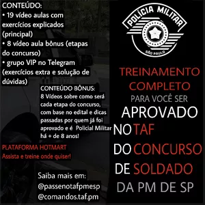 Imagem de TAF SOLDADO PMESP - TREINO ESPECÍFICO! criado por Comandos TAF PM na hotmart