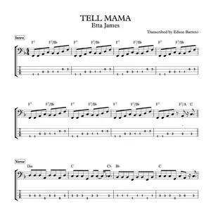Cover image for Ebook TELL MAMA (Etta James) Bass Transcription, Score &amp; Tab Lesson