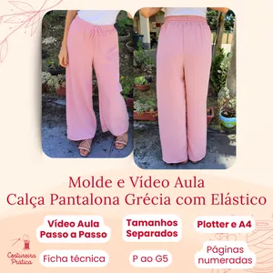 Imagem de capa para o Curso online Molde e Vídeo Aula - Calça Pantalona Grécia com Elástico