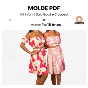 Imagem de capa para o Ebook MOLDE KIT INFANTIL SAIA GODÊ E CROPPED