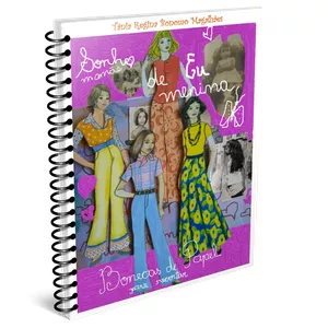 Imagem do curso Livro digital com 4 bonecas e 12 roupinhas de papel coloridas para recortar e brincar