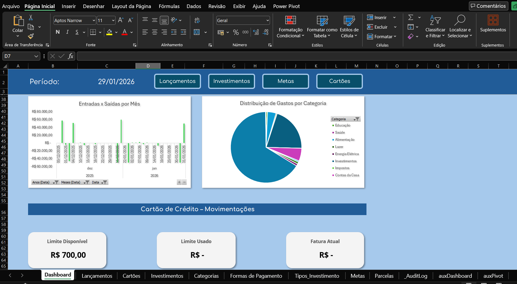 Planilha Excel para Controle Financeiro Pessoal Completo — imagem 3