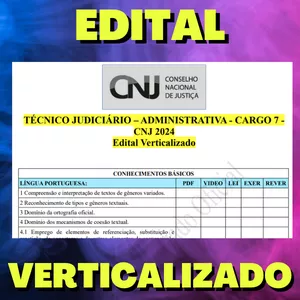 Imagem de capa para o Ebook TÉCNICO JUDICIÁRIO – ADMINISTRATIVA - CARGO 7 - CNJ 2024 -  edital verticalizado