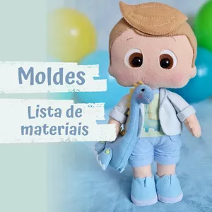 Imagem de capa para o Ebook Moldes Boneco Pedro e seu amigo Dino