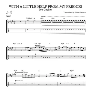 Cover image for Ebook WITH A LITTLE HELP FROM MY FRIENDS (Joe Cocker) Bass Transcription, Score &amp; Tab Lesson