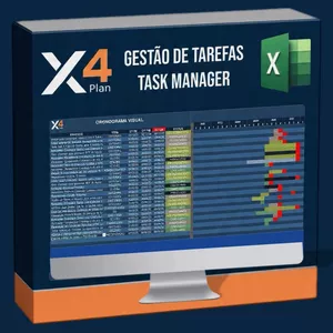 Imagem de capa para o Curso online Planilha de Gestão de Projetos, Controle de Tarefas e Prazos com Cronograma Grafico em Gantt. Planilha Task Manager