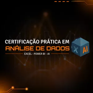 Imagem de capa para o Curso online Certificação Prática Profissional: Análise de dados com Excel, Power Bi e IA