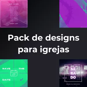 Imagem de capa para o Curso online Pack de designs (artes) para eventos, cultos, avisos, horário, vendas direcionado a igrejas