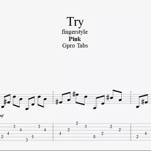 Imagem de capa para o Ebook (Pink) Try - Fingerstyle TAB  PDF - Gpro Tabs
