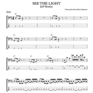Cover image for Ebook SEE THE LIGHT (Jeff Healey) Bass Transcription, Score &amp; Tab Lesson