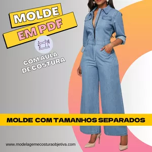Imagem de capa para o Curso online MOLDES EM PDF - MACACÃO PANTALONA COM MANGA LONGA. (COM AULA DE COSTURA)
