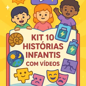 Imagem de capa para o Ebook Kit 10 Histórias Infantis com Vídeos